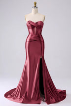 Kristen Burgundy Satin Twist-front Cutout Maxi Dress