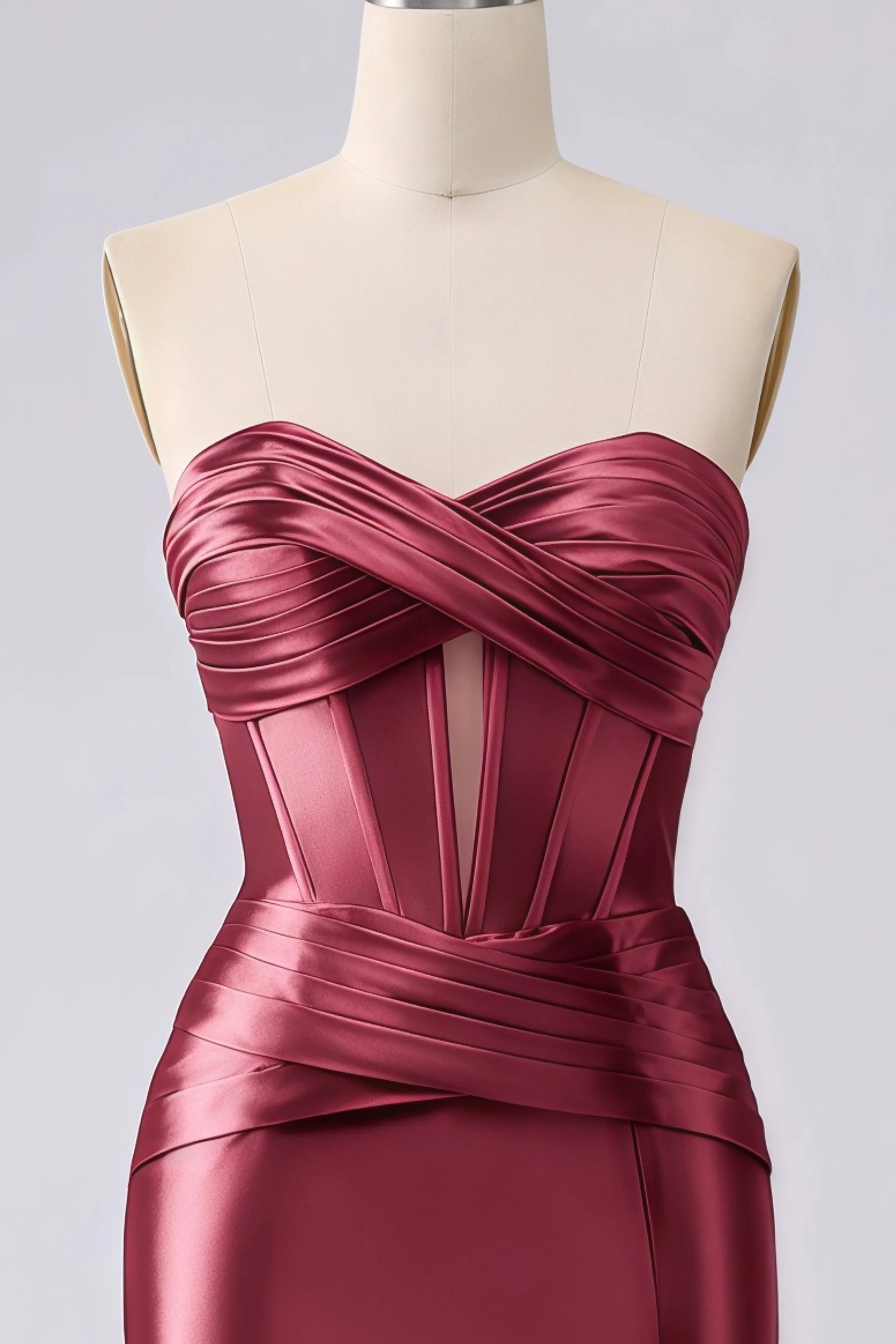 Kristen Burgundy Satin Twist-front Cutout Maxi Dress