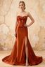 Kristen Burnt Orange Satin Twist-front Cutout Maxi Dress