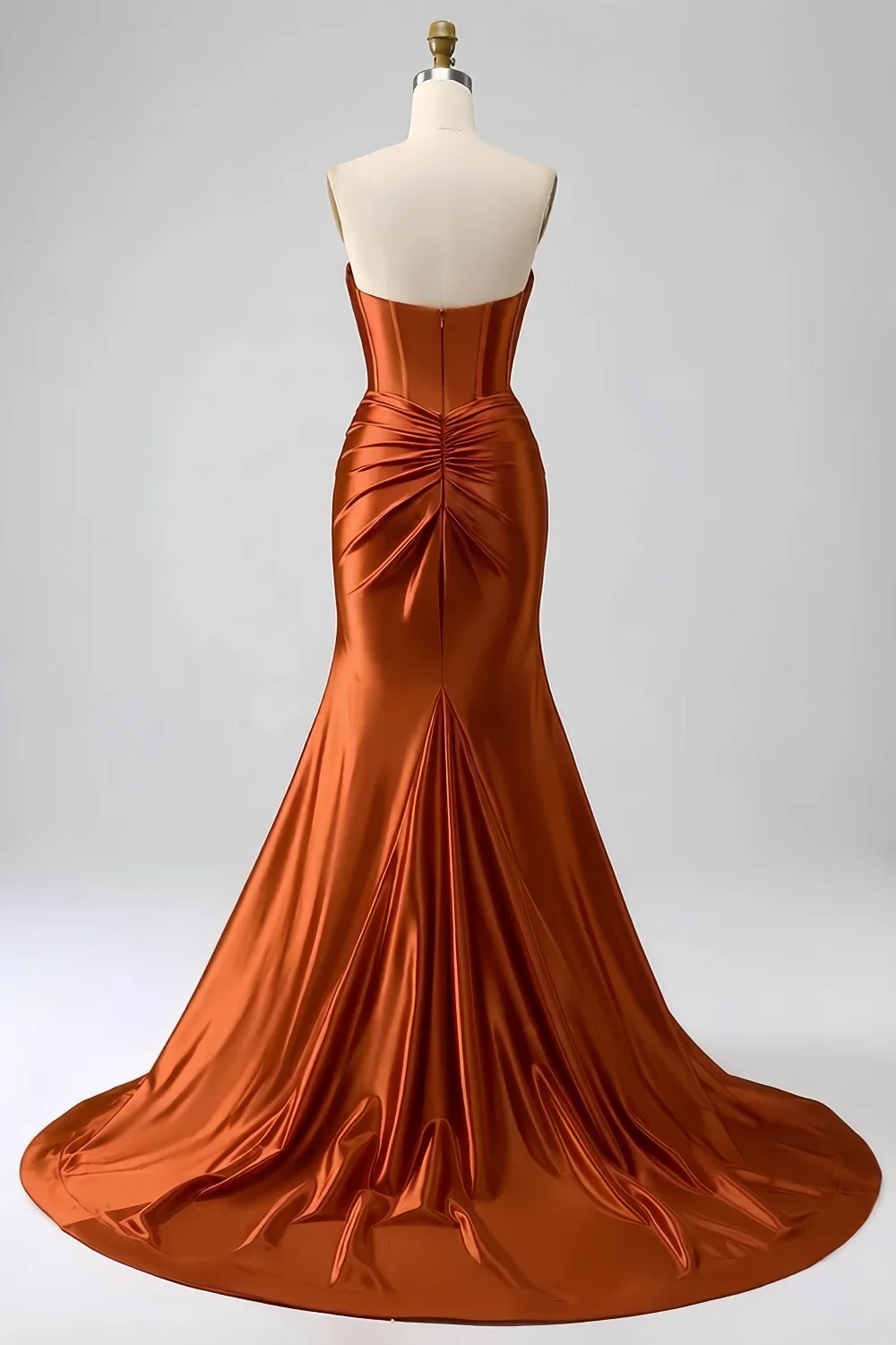 Kristen Burnt Orange Satin Twist-front Cutout Maxi Dress