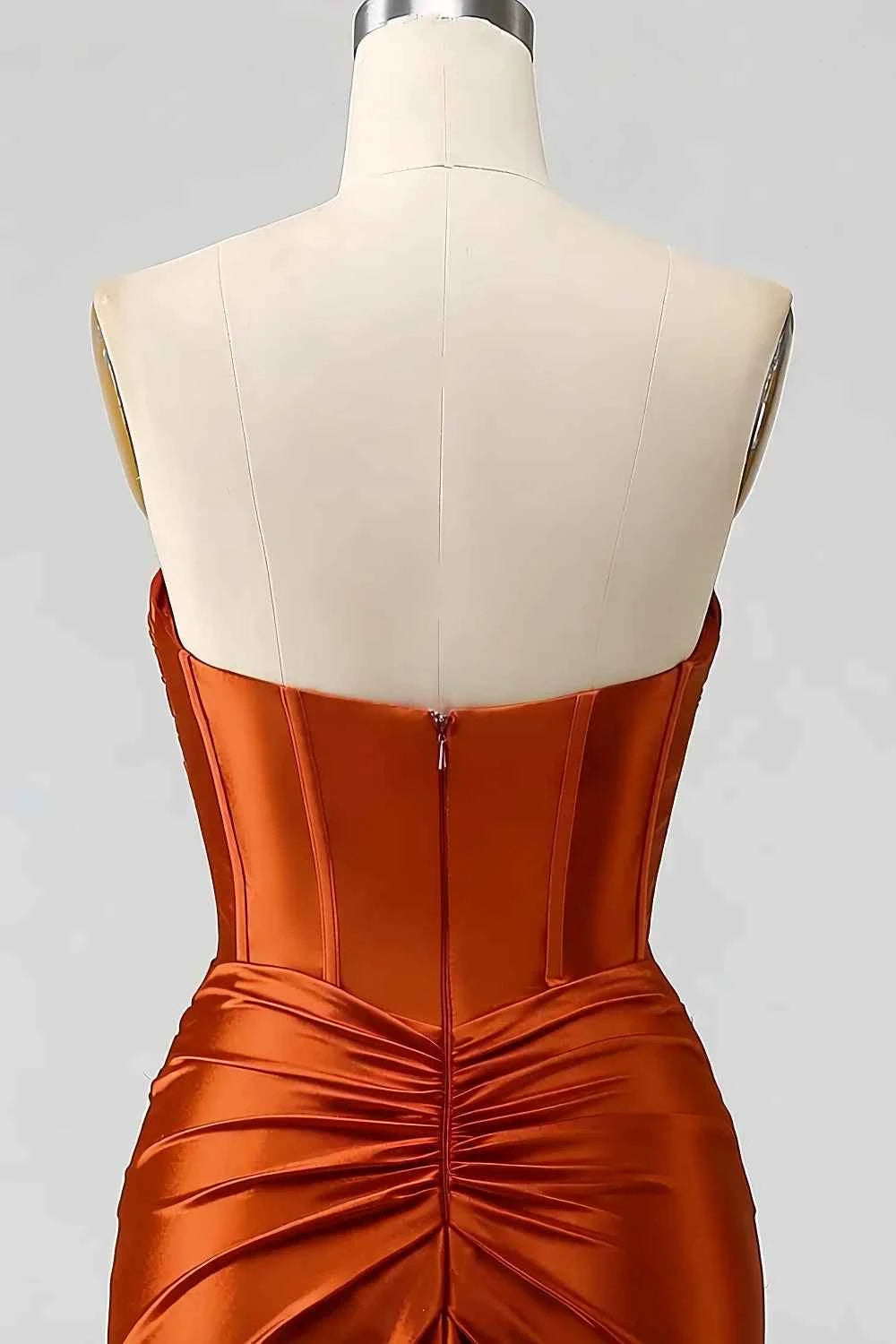 Kristen Burnt Orange Satin Twist-front Cutout Maxi Dress