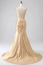 Kristen Champagne Satin Twist-front Cutout Maxi Dress