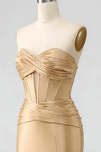 Kristen Champagne Satin Twist-front Cutout Maxi Dress