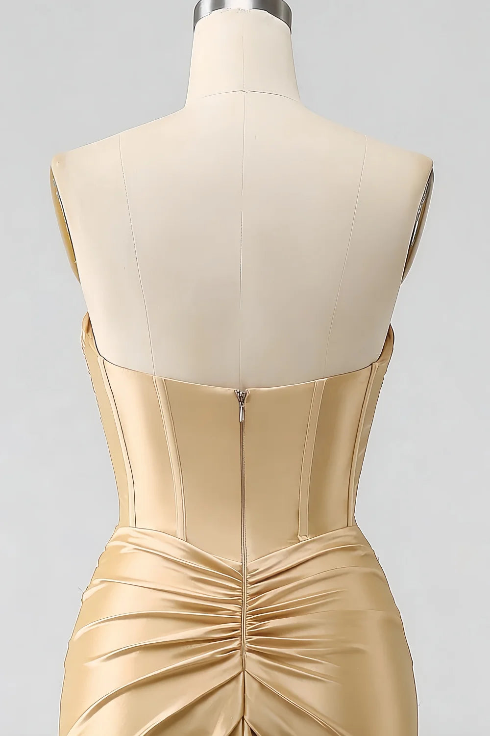 Kristen Champagne Satin Twist-front Cutout Maxi Dress