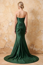 Kristen Dark Green Satin Twist-front Cutout Maxi Dress