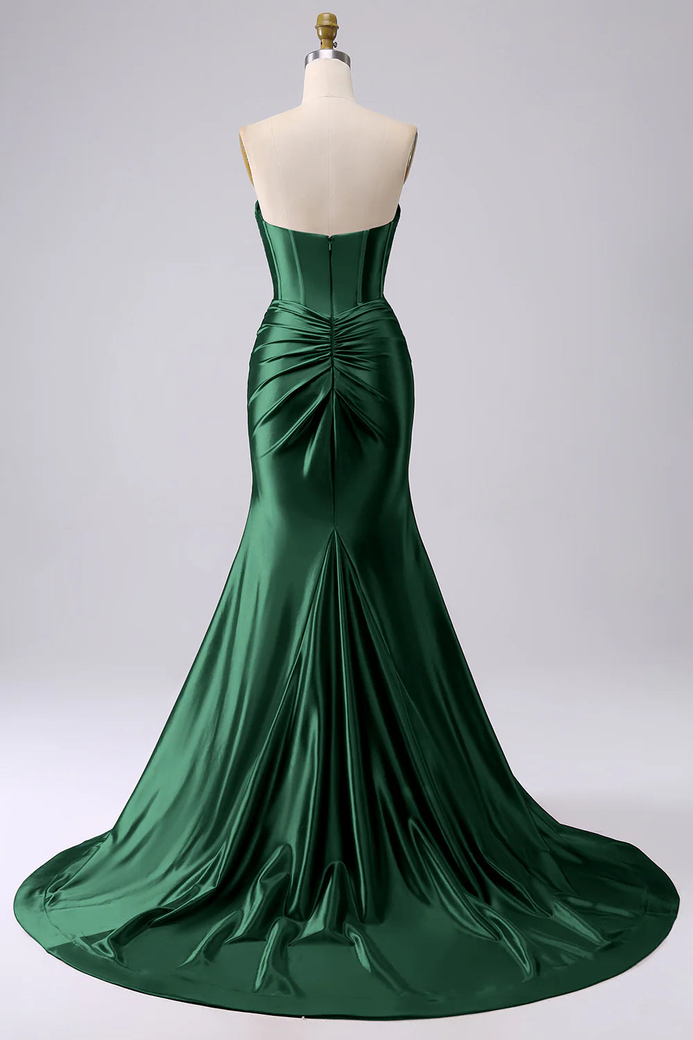 Kristen Dark Green Satin Twist-front Cutout Maxi Dress