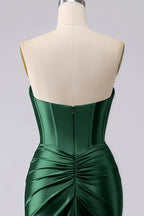 Kristen Dark Green Satin Twist-front Cutout Maxi Dress