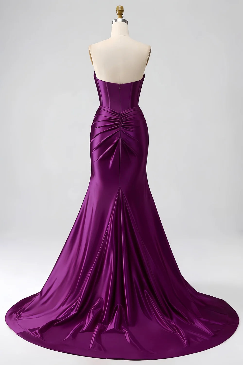 Kristen Dark Purple Satin Twist-front Cutout Maxi Dress