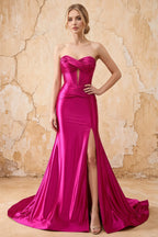 Kristen Fuchsia Satin Twist-front Cutout Maxi Dress