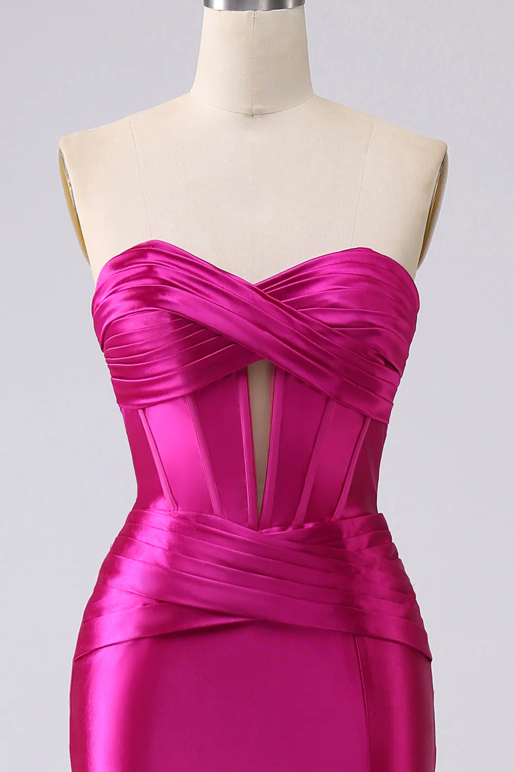 Kristen Fuchsia Satin Twist-front Cutout Maxi Dress