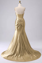 Kristen Gold Satin Twist-front Cutout Maxi Dress
