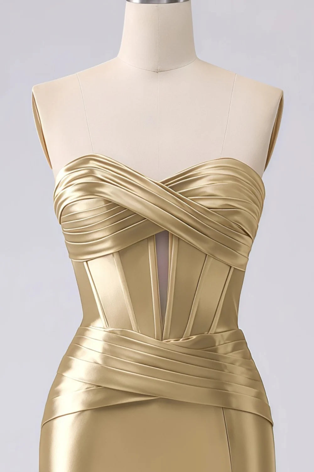Kristen Gold Satin Twist-front Cutout Maxi Dress
