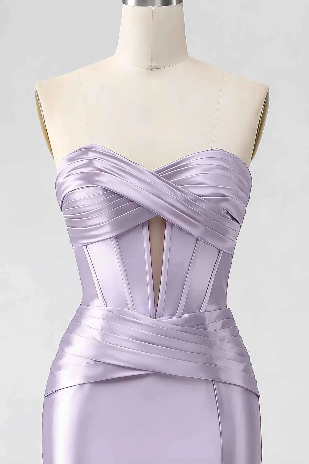 Kristen Lavender Satin Twist-front Cutout Maxi Dress