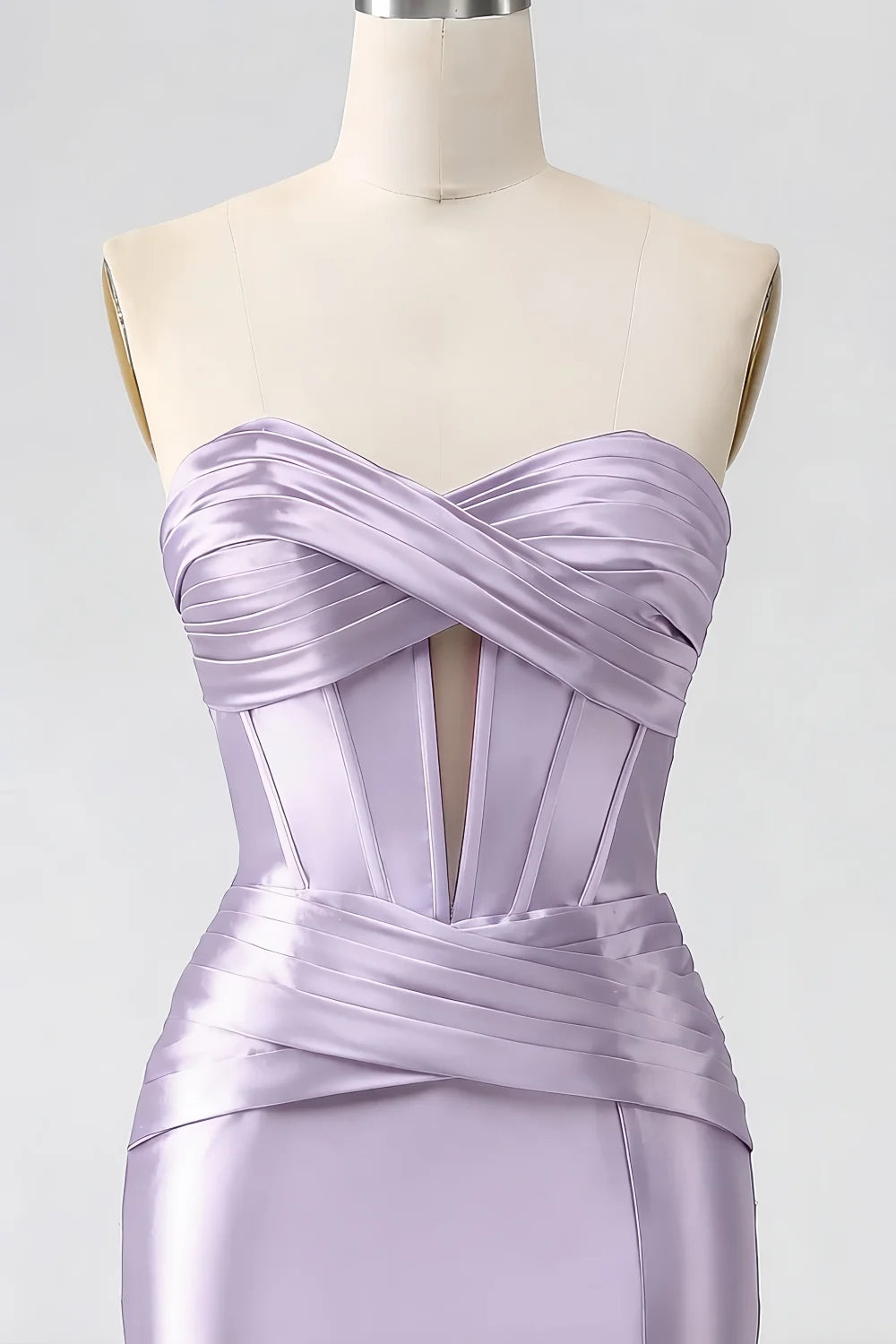 Kristen Lavender Satin Twist-front Cutout Maxi Dress