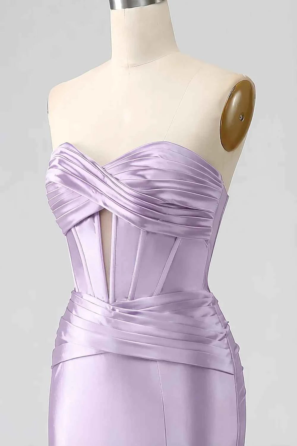 Kristen Lavender Satin Twist-front Cutout Maxi Dress