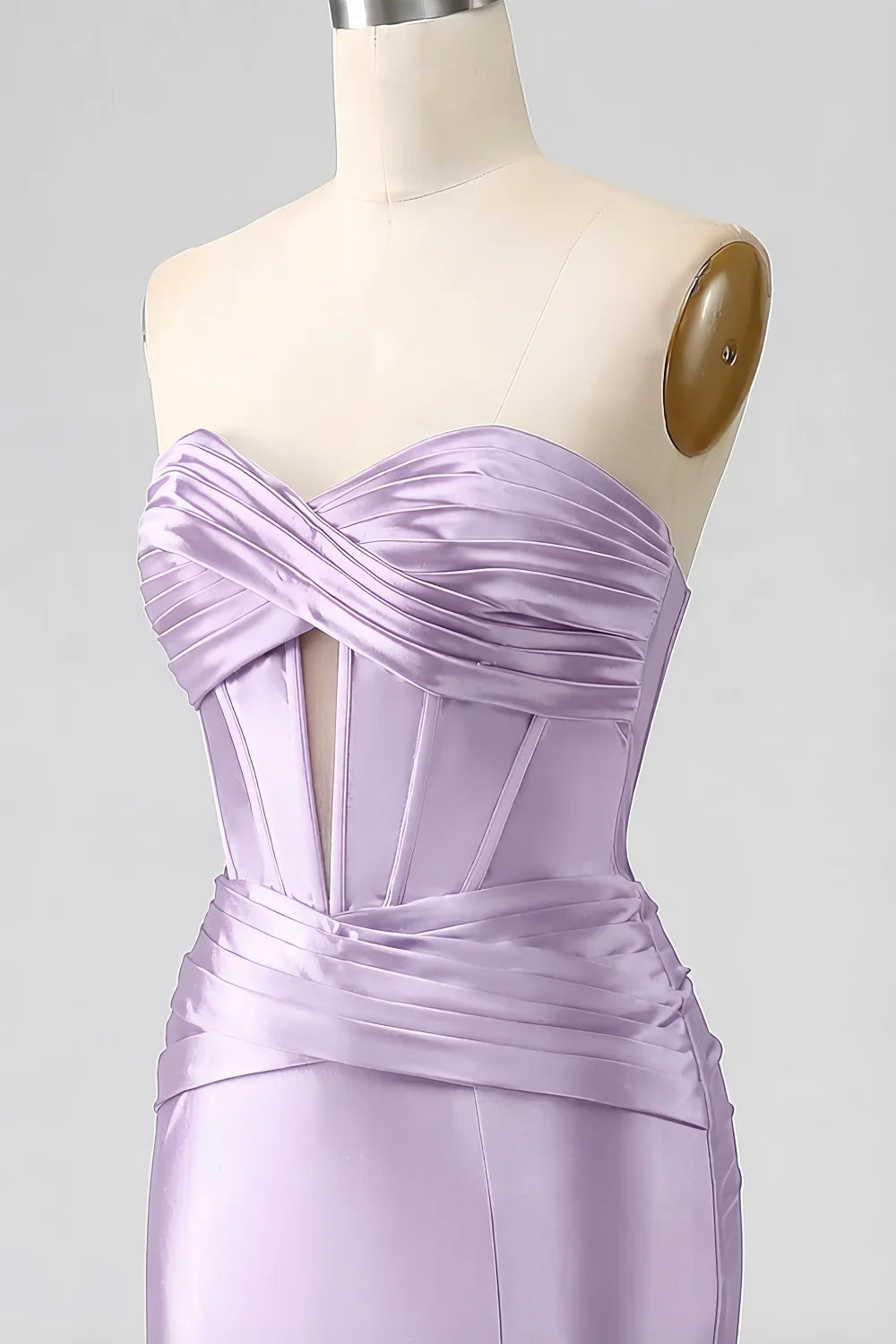 Kristen Lavender Satin Twist-front Cutout Maxi Dress