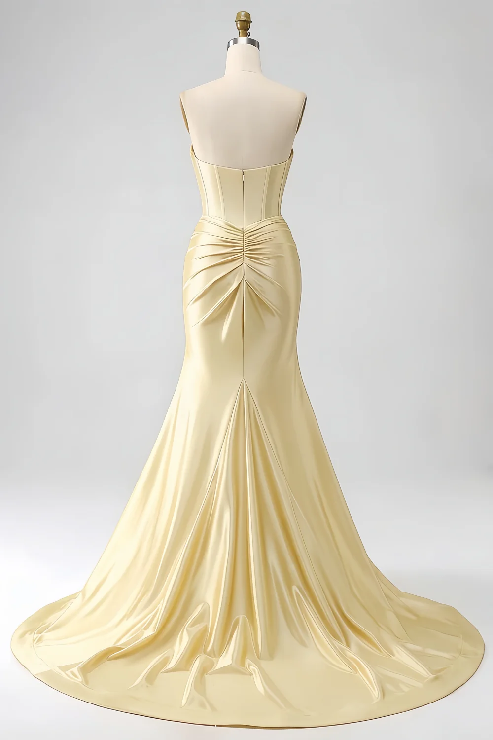 Kristen Light Yellow Satin Twist-front Cutout Maxi Dress