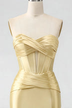 Kristen Light Yellow Satin Twist-front Cutout Maxi Dress