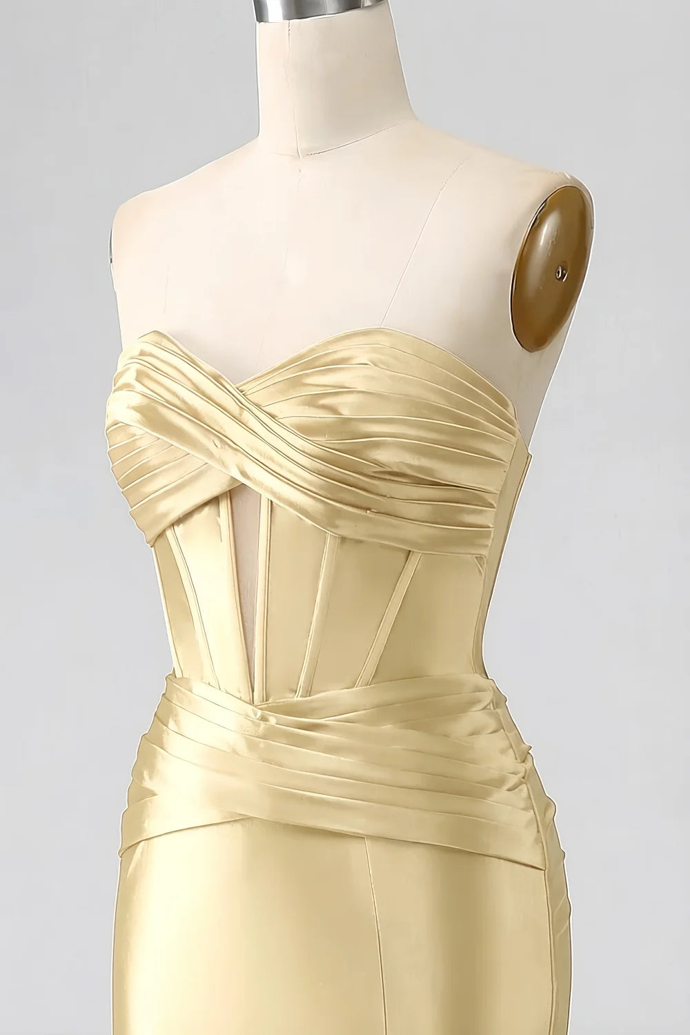 Kristen Light Yellow Satin Twist-front Cutout Maxi Dress