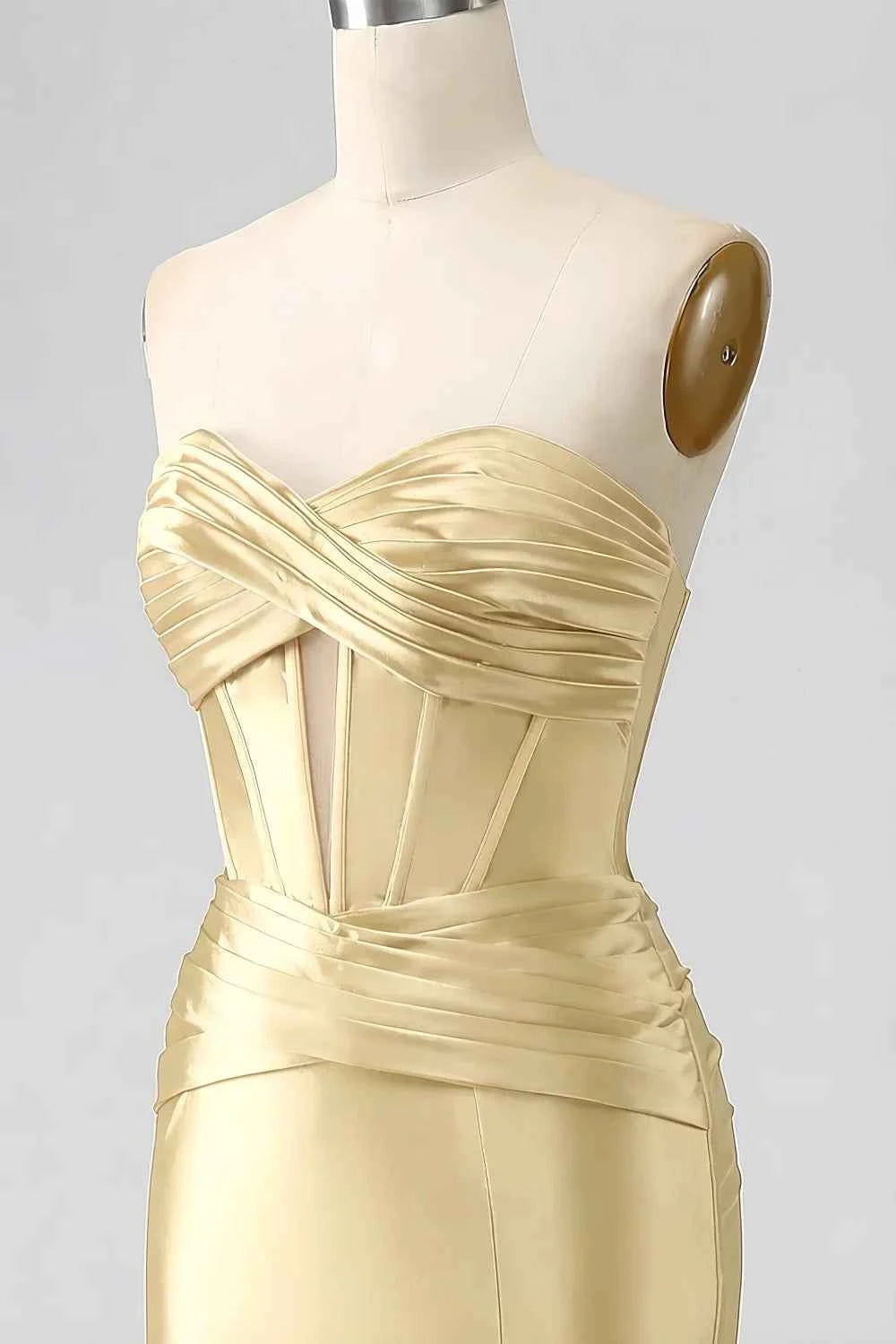 Kristen Light Yellow Satin Twist-front Cutout Maxi Dress