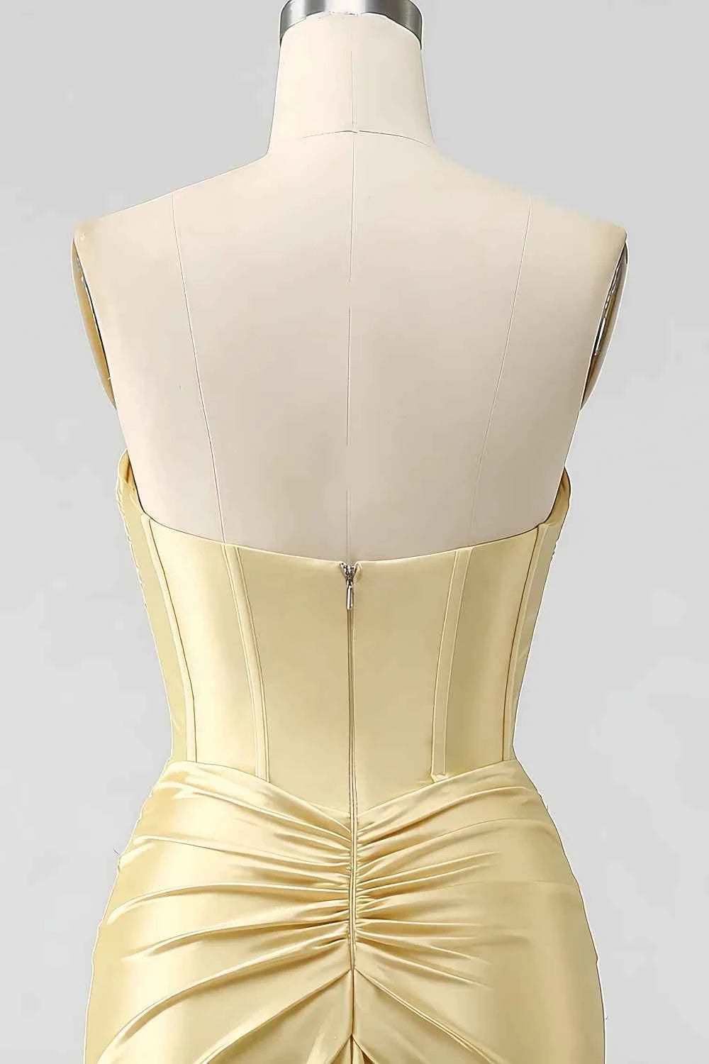 Kristen Light Yellow Satin Twist-front Cutout Maxi Dress