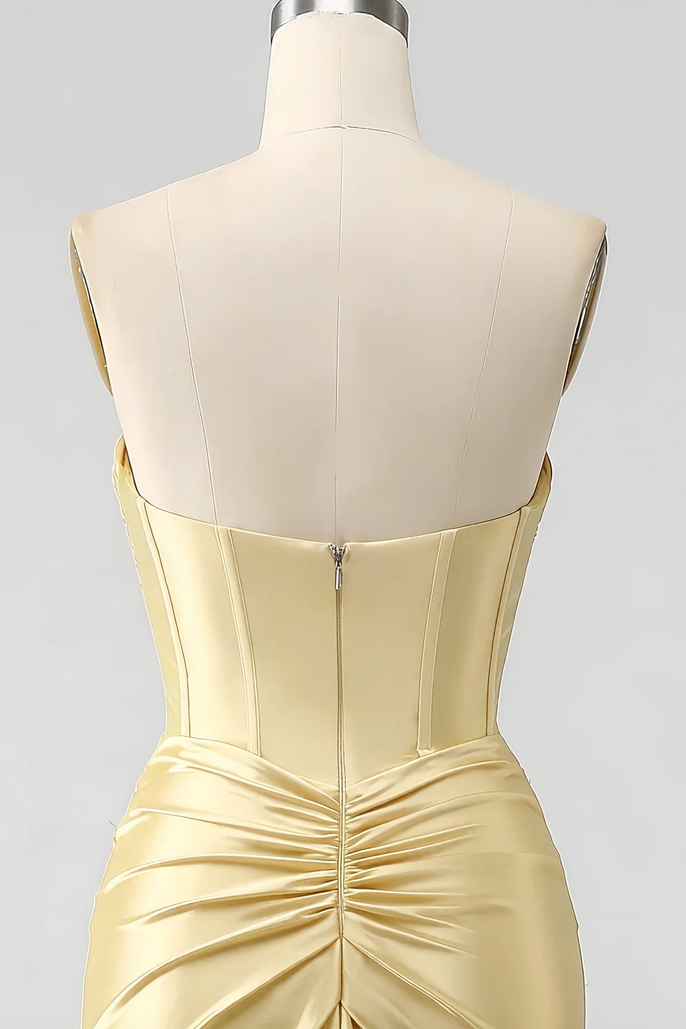 Kristen Light Yellow Satin Twist-front Cutout Maxi Dress