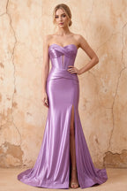 Kristen Lilac Satin Twist-front Cutout Maxi Dress