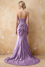 Kristen Lilac Satin Twist-front Cutout Maxi Dress