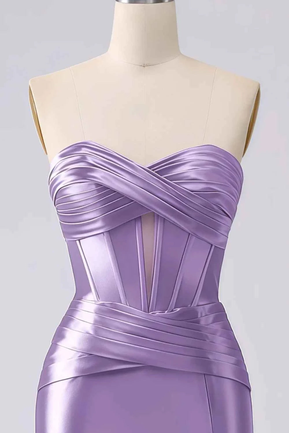 Kristen Lilac Satin Twist-front Cutout Maxi Dress