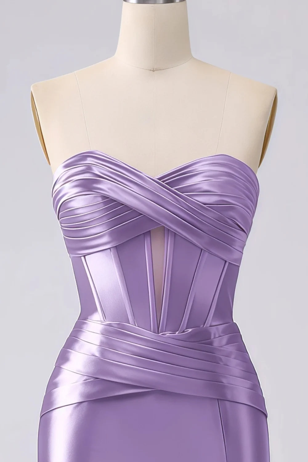 Kristen Lilac Satin Twist-front Cutout Maxi Dress