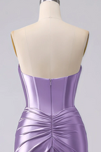 Kristen Lilac Satin Twist-front Cutout Maxi Dress