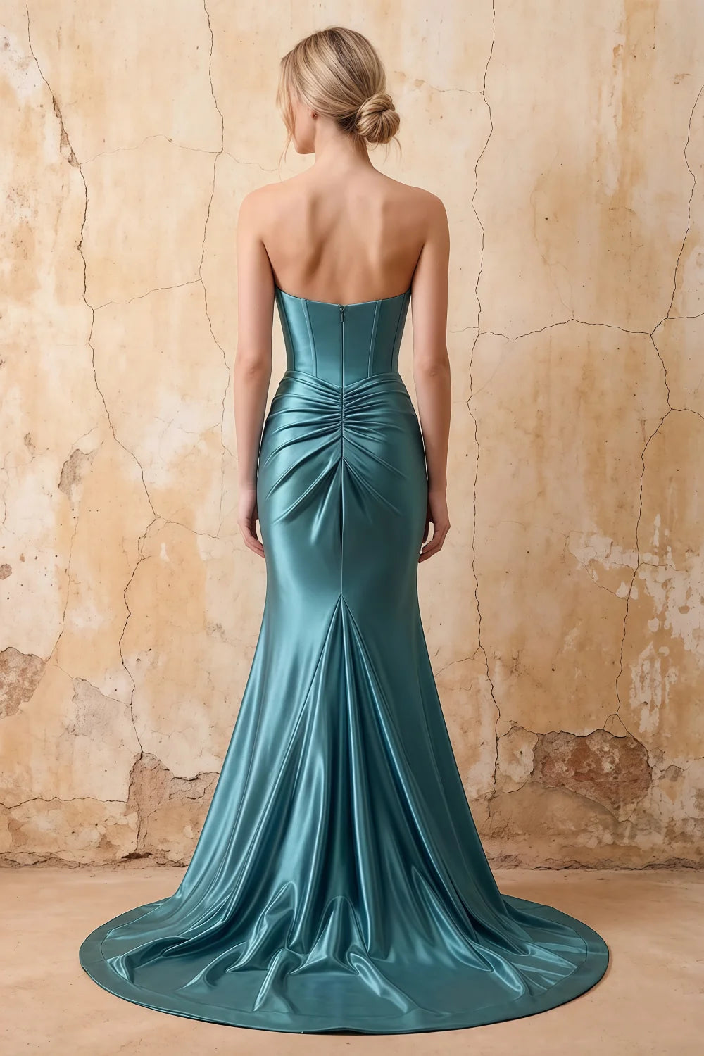 Kristen Peacock Satin Twist-front Cutout Maxi Dress
