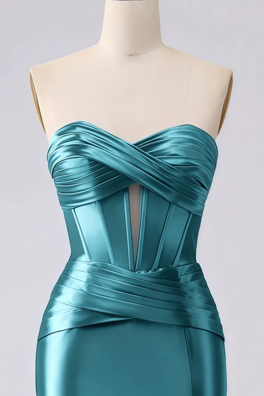 Kristen Peacock Satin Twist-front Cutout Maxi Dress