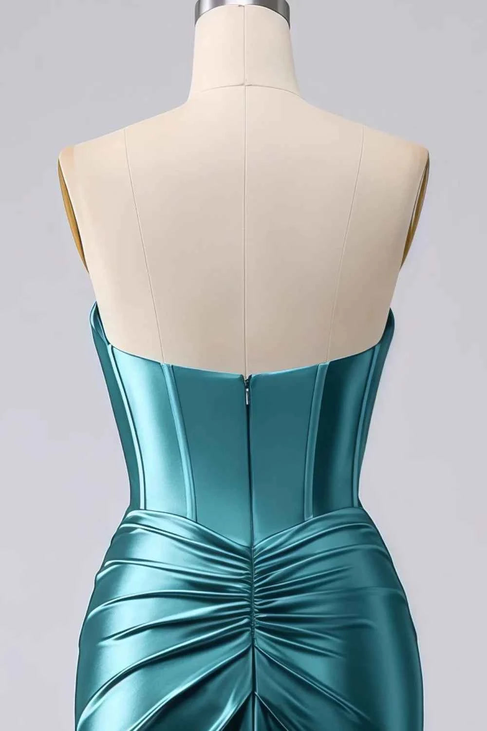 Kristen Peacock Satin Twist-front Cutout Maxi Dress