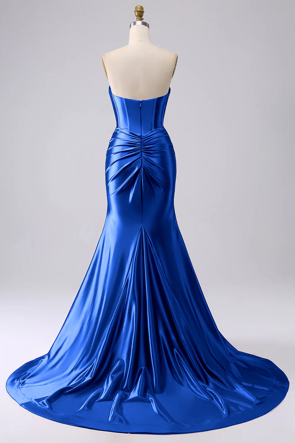 Kristen Royal Blue Satin Twist-front Cutout Maxi Dress
