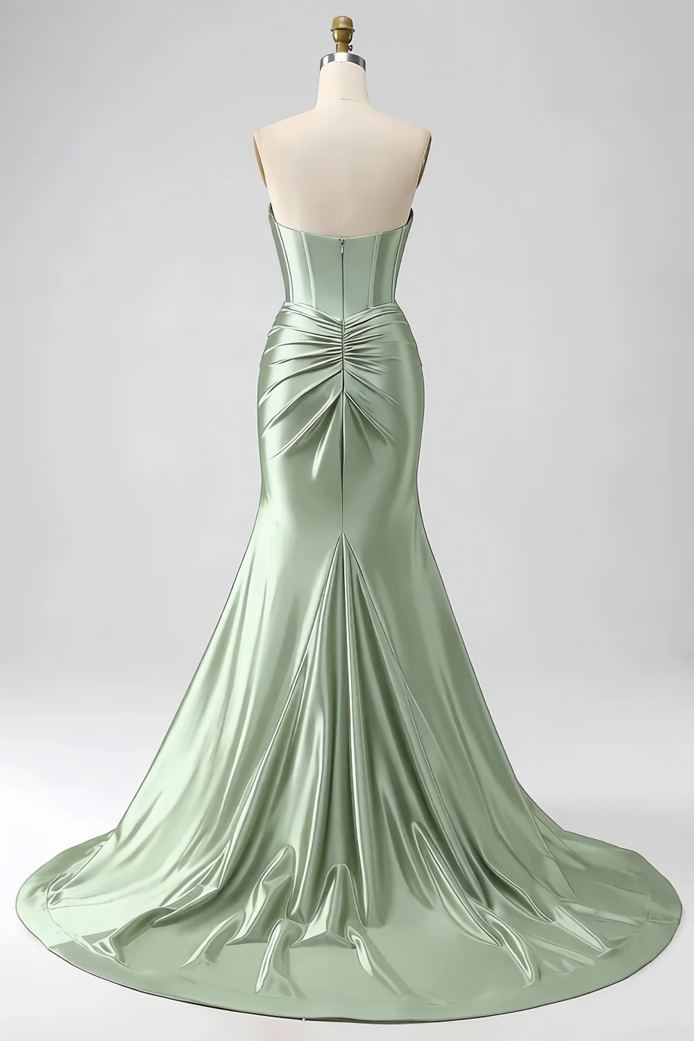 Kristen Sage Green Satin Twist-front Cutout Maxi Dress