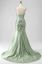 Kristen Sage Green Satin Twist-front Cutout Maxi Dress