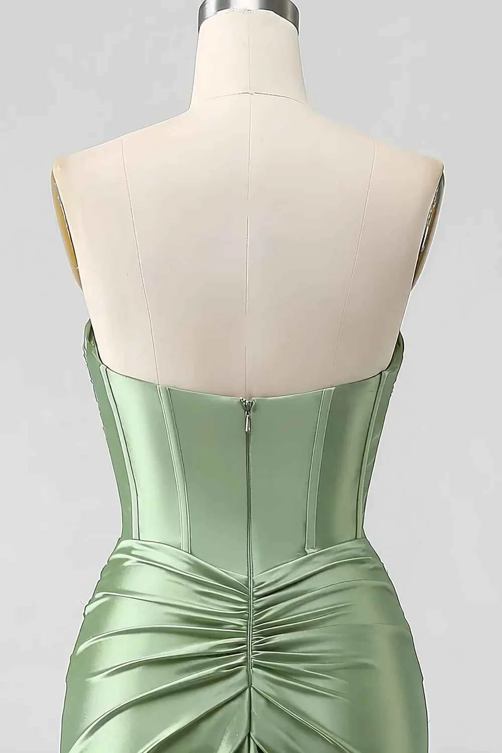 Kristen Sage Green Satin Twist-front Cutout Maxi Dress