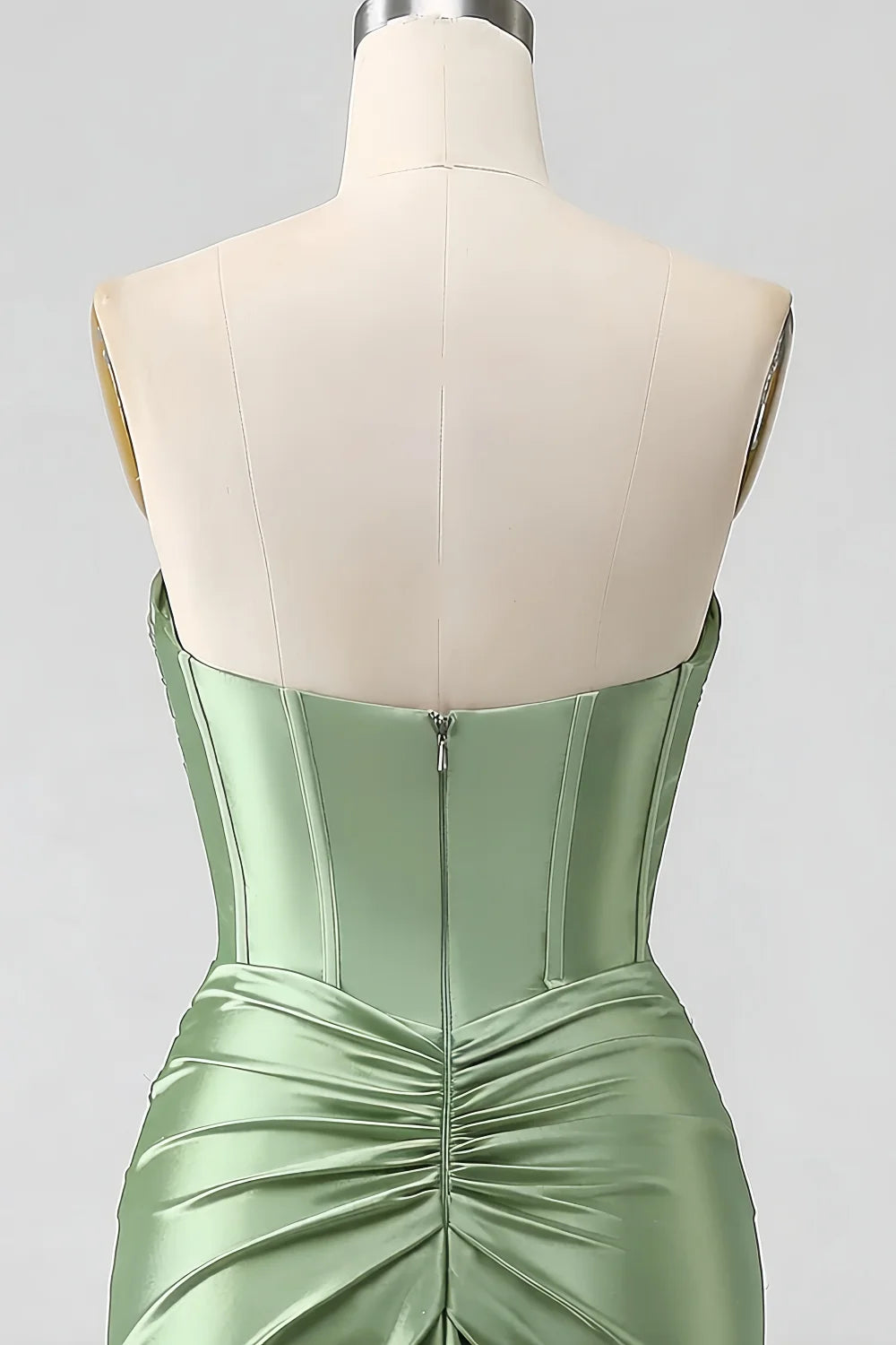 Kristen Sage Green Satin Twist-front Cutout Maxi Dress