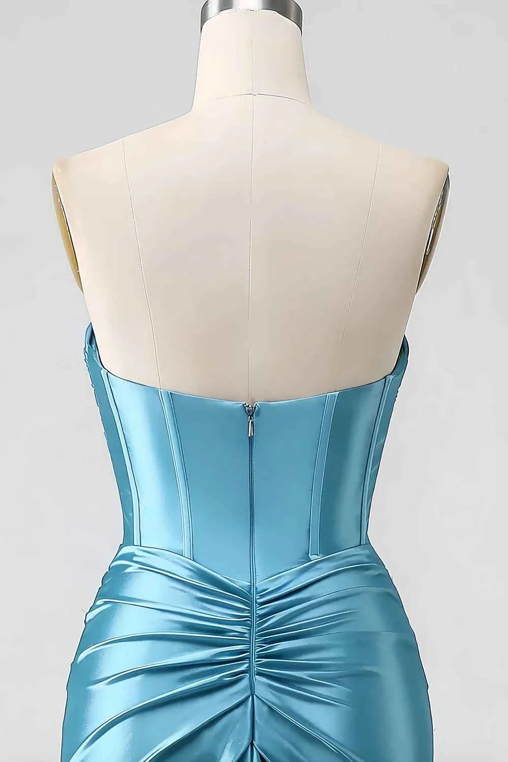 Kristen Sky Blue Satin Twist-front Cutout Maxi Dress