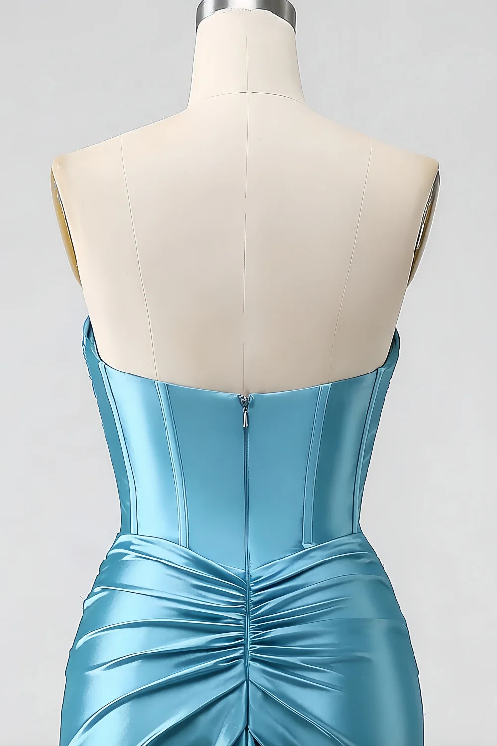 Kristen Sky Blue Satin Twist-front Cutout Maxi Dress