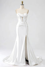 Kristen White Satin Twist-front Cutout Maxi Dress