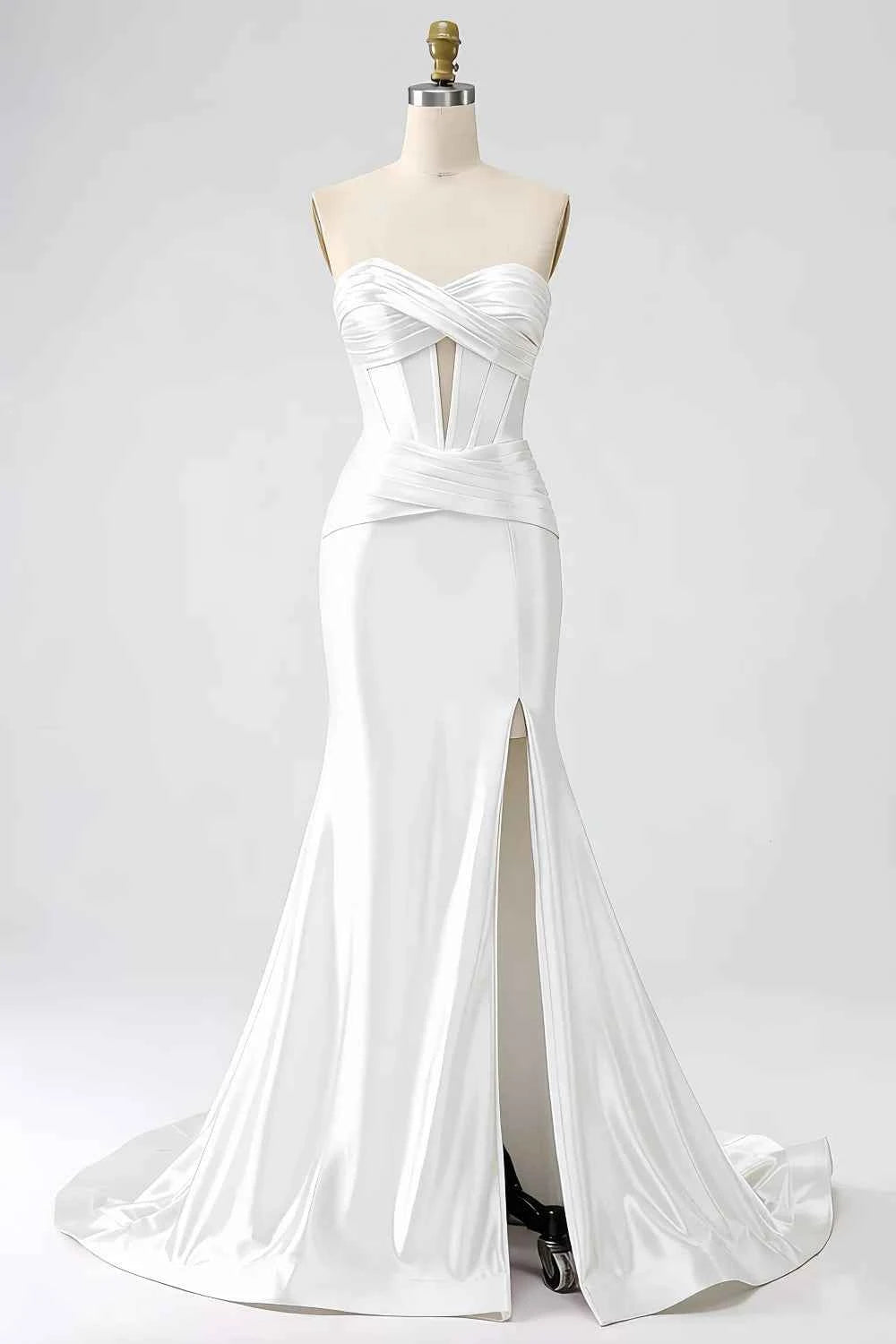 Kristen White Satin Twist-front Cutout Maxi Dress