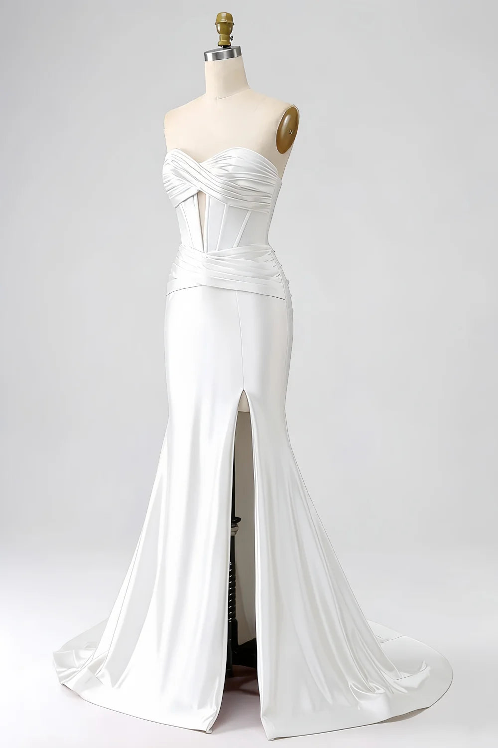 Kristen White Satin Twist-front Cutout Maxi Dress