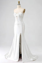 Kristen White Satin Twist-front Cutout Maxi Dress