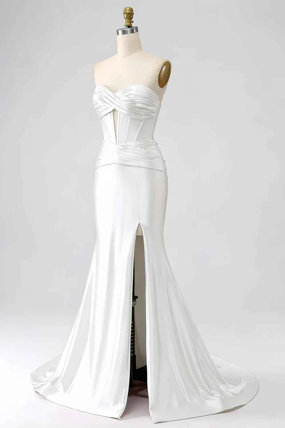 Kristen White Satin Twist-front Cutout Maxi Dress