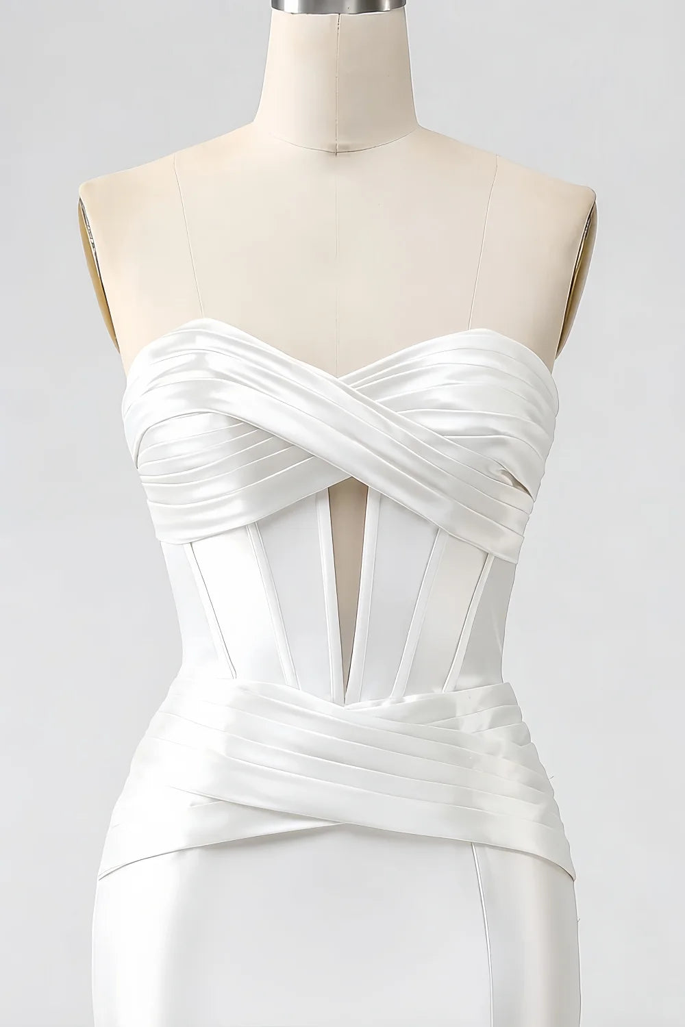 Kristen White Satin Twist-front Cutout Maxi Dress