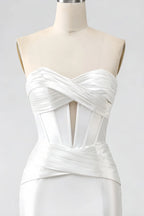 Kristen White Satin Twist-front Cutout Maxi Dress