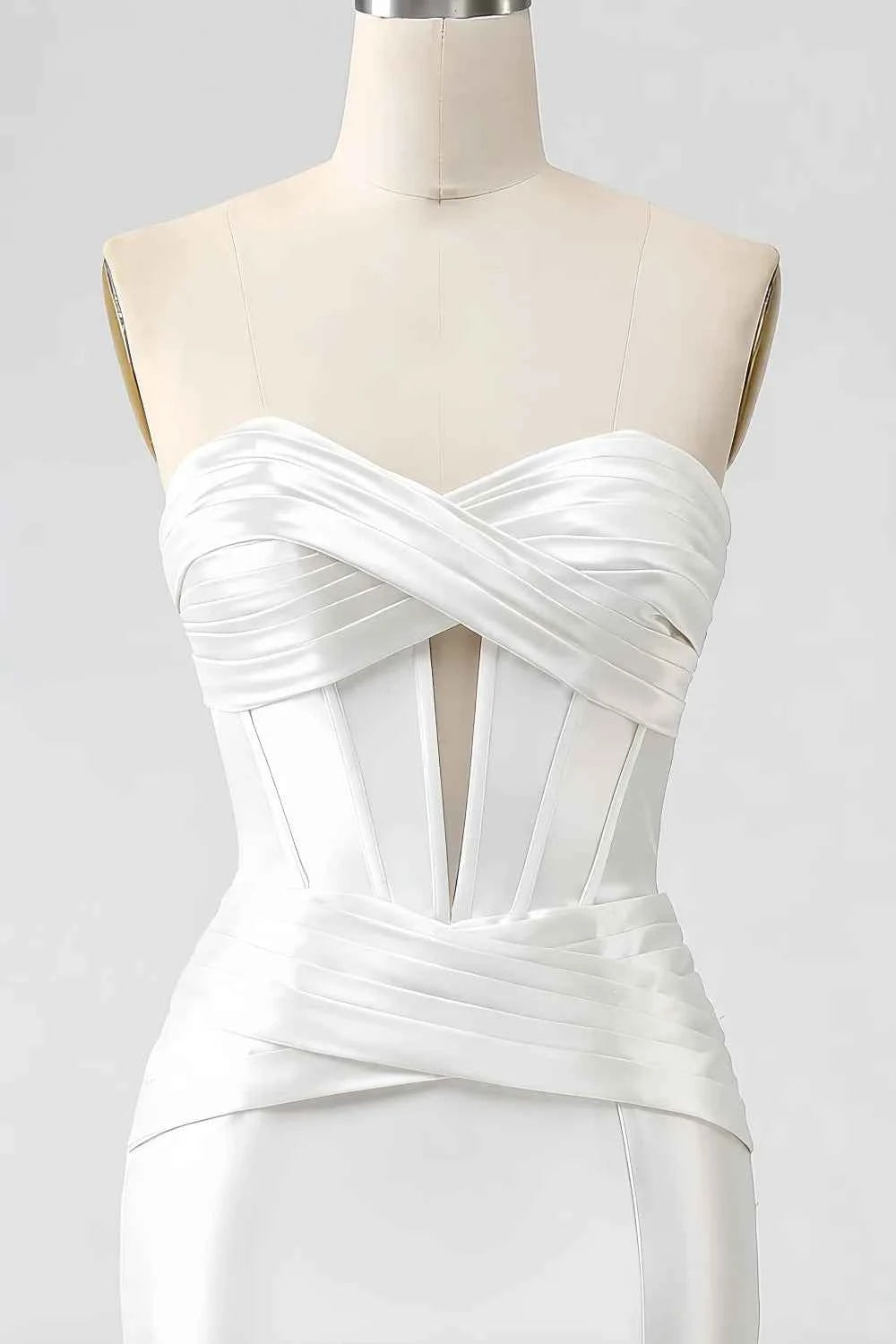Kristen White Satin Twist-front Cutout Maxi Dress