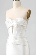 Kristen White Satin Twist-front Cutout Maxi Dress